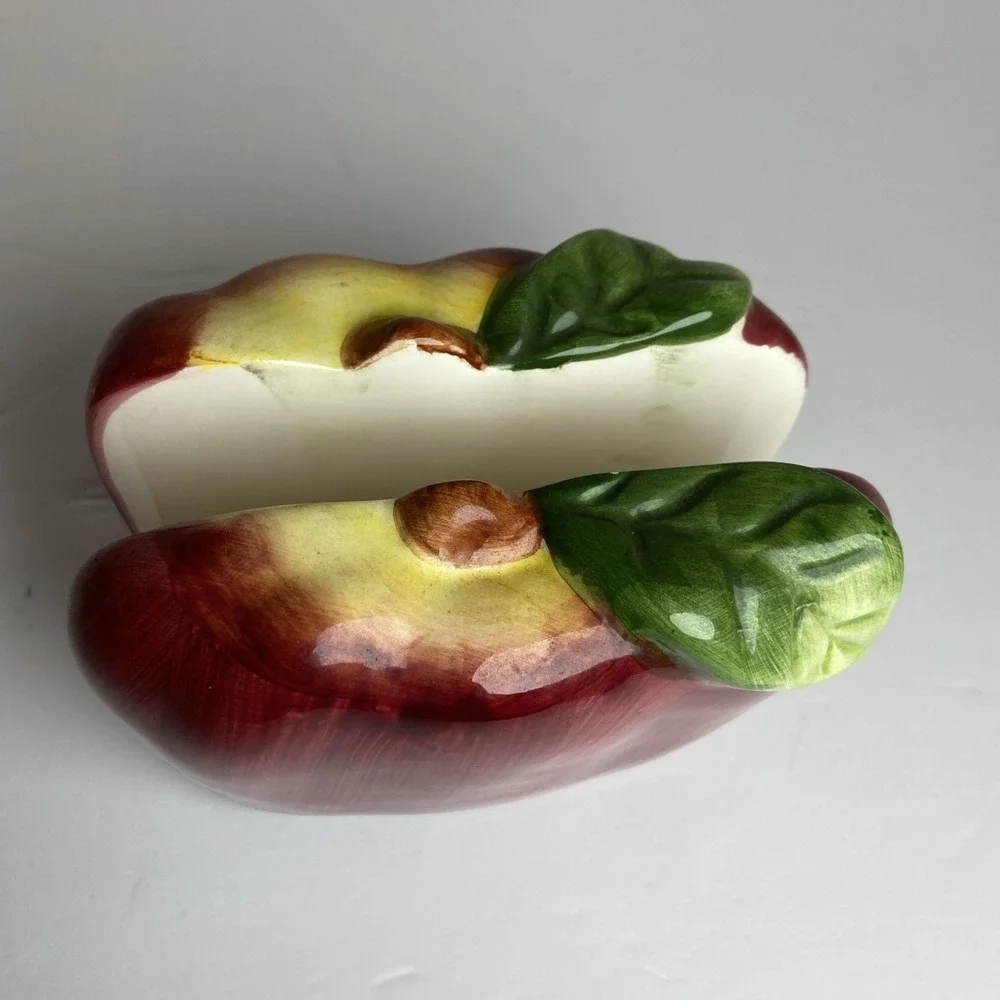 Vintage Ceramic Apple Napkin Holder Farmhouse Kitchen
